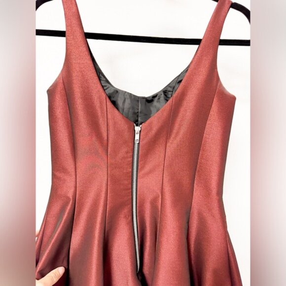 Betsy & Adam Fit and Flare Sleeveless Holiday Chic Mini Dress Sparkly Maroon 2 - Picture 5 of 7